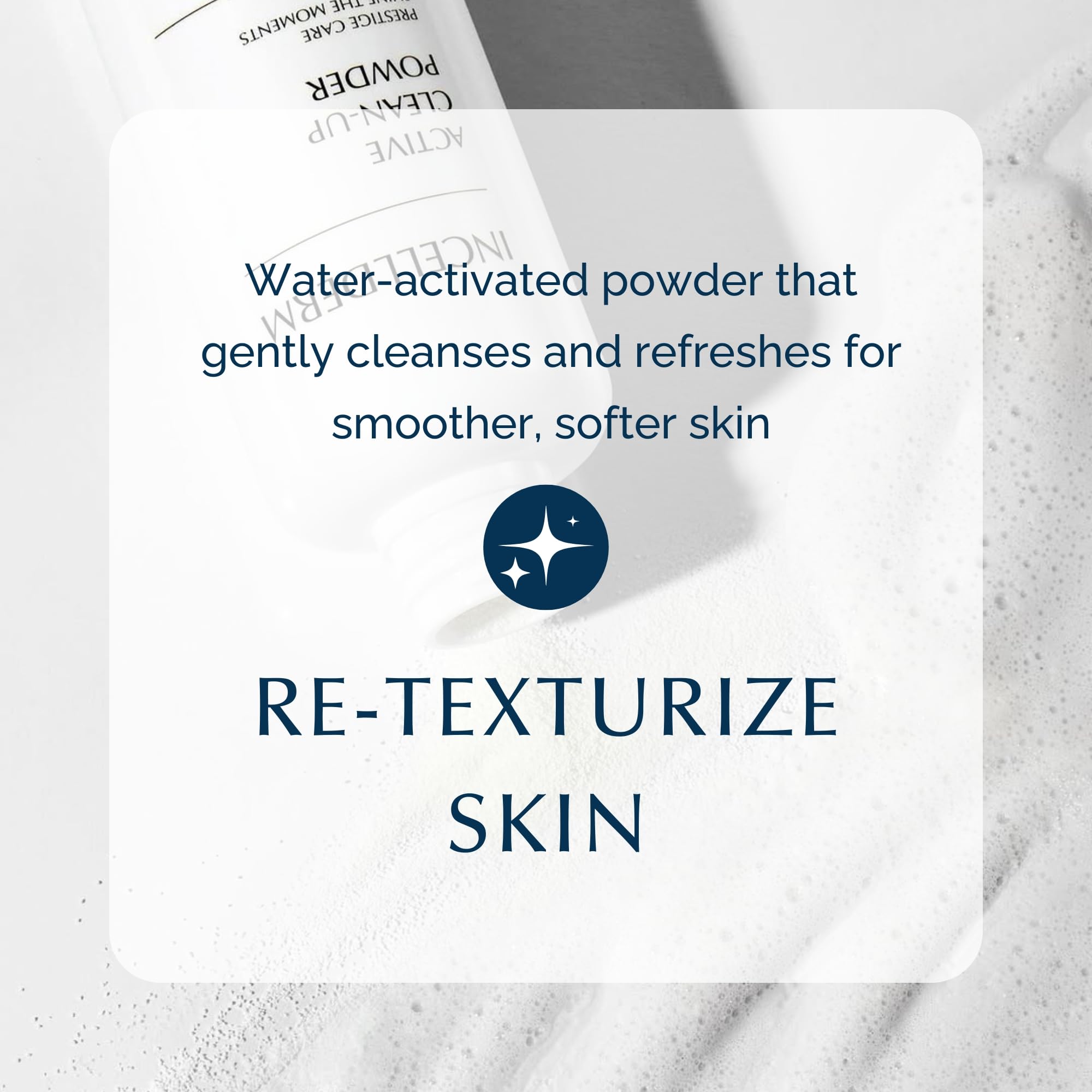 Smooth, refreshed skin texture after INCELLDERM Clean-Up Powder use.
