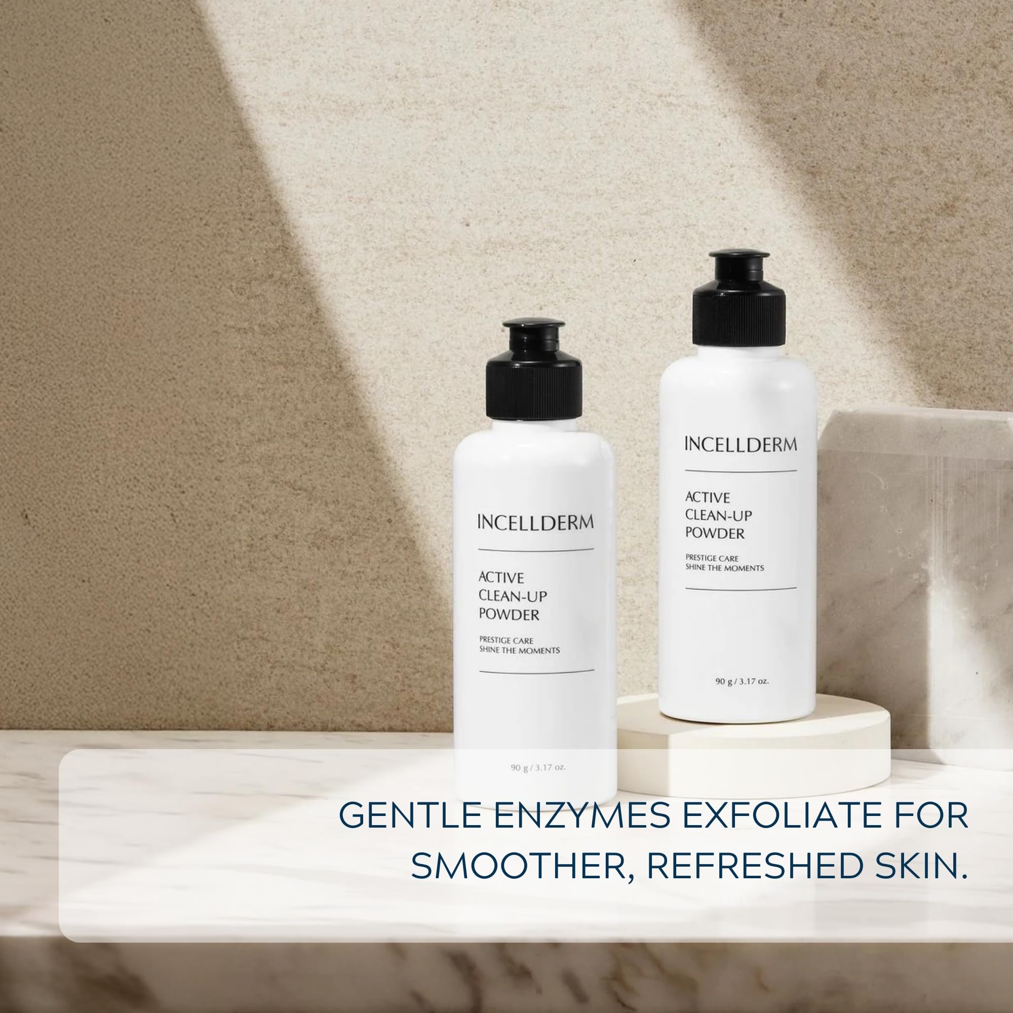 INCELLDERM Active Clean-Up Powder compact is travel-friendly for on-the-go use.