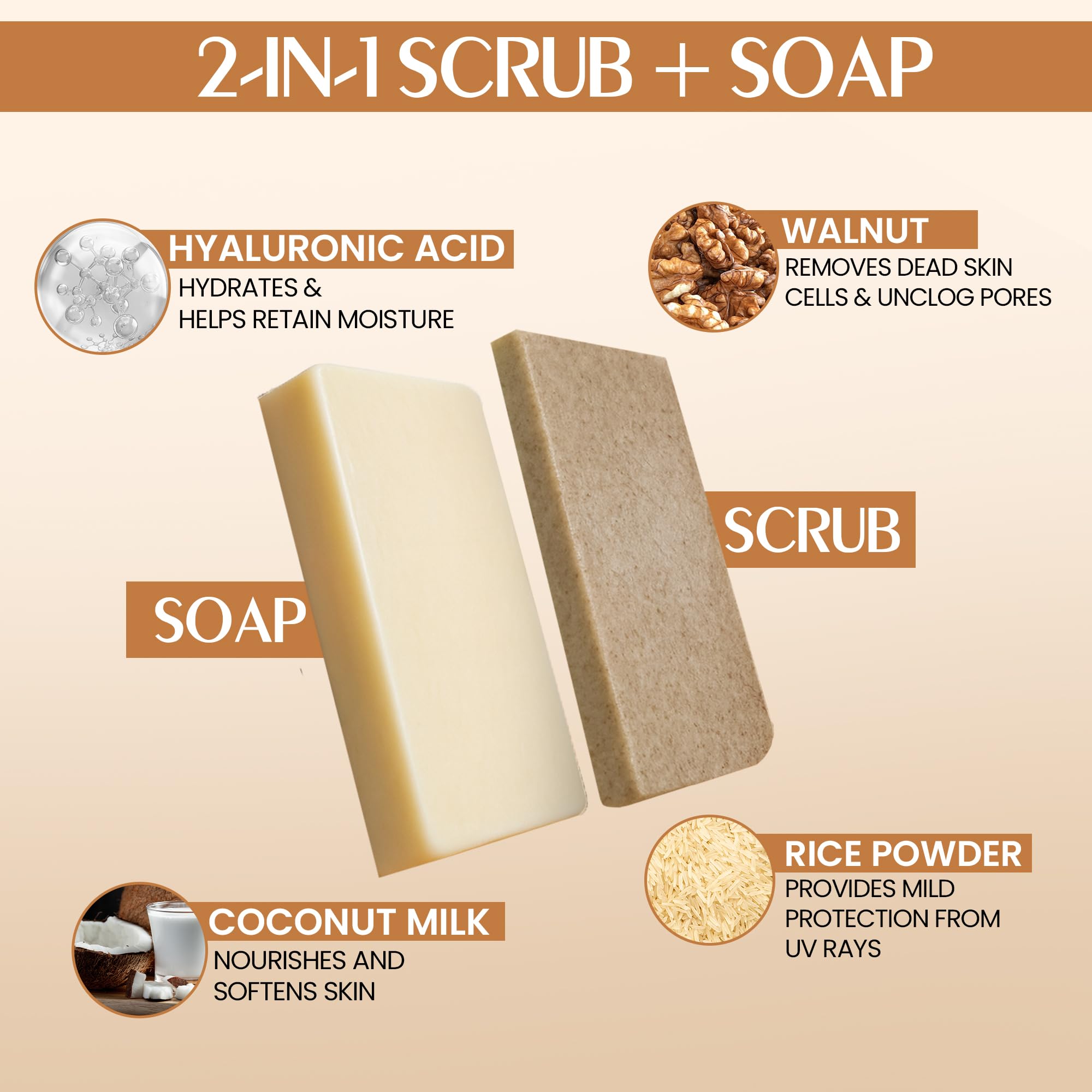 INDIAN SECRETS Scrub Soap coconut milk nourishes daily cleansing.