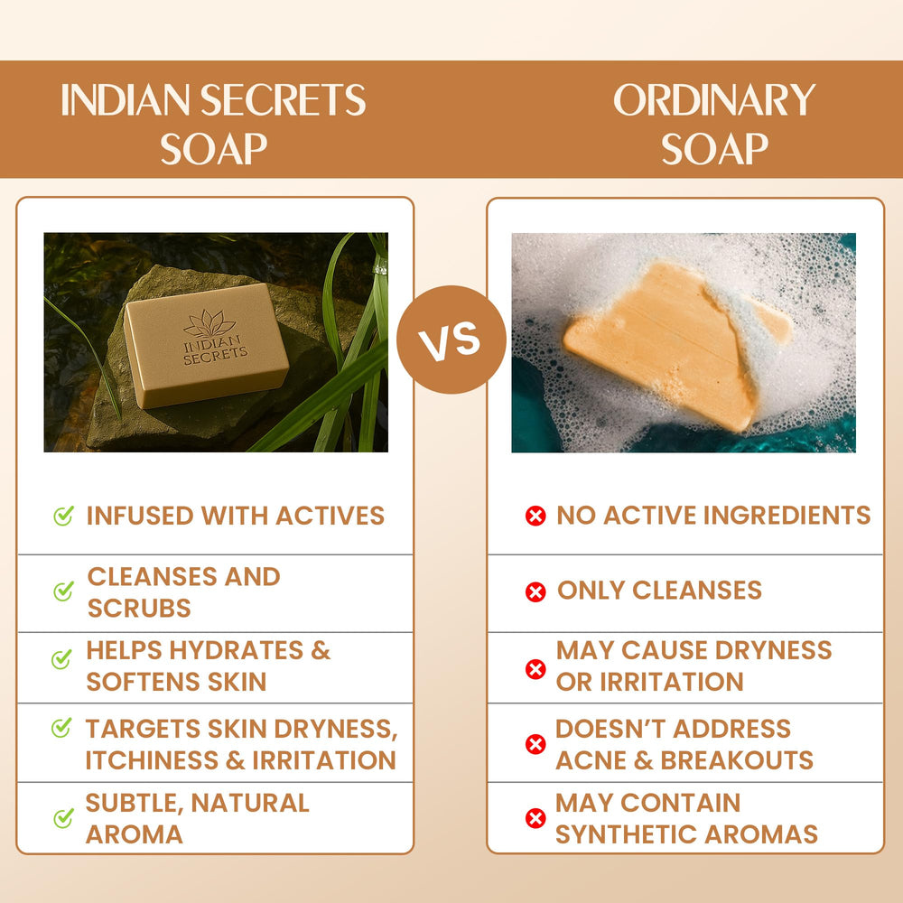 INDIAN SECRETS Scrub Soap safe for face and body cleansing.
