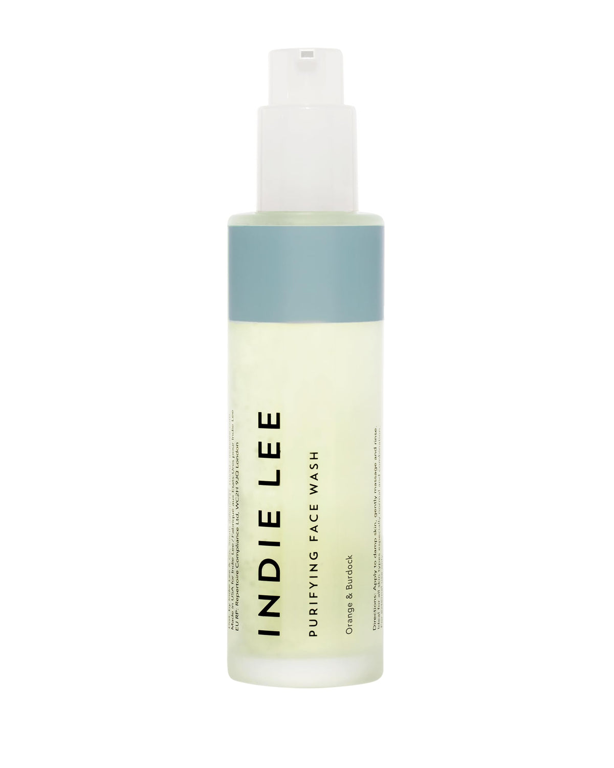 Indie Lee Purifying Face Wash bottle shown for daily detox cleansing and makeup removal.