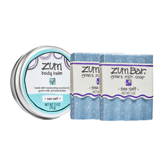 Indigo Wild Zum bundle with Sea Salt goat milk soap bars ready to cleanse
