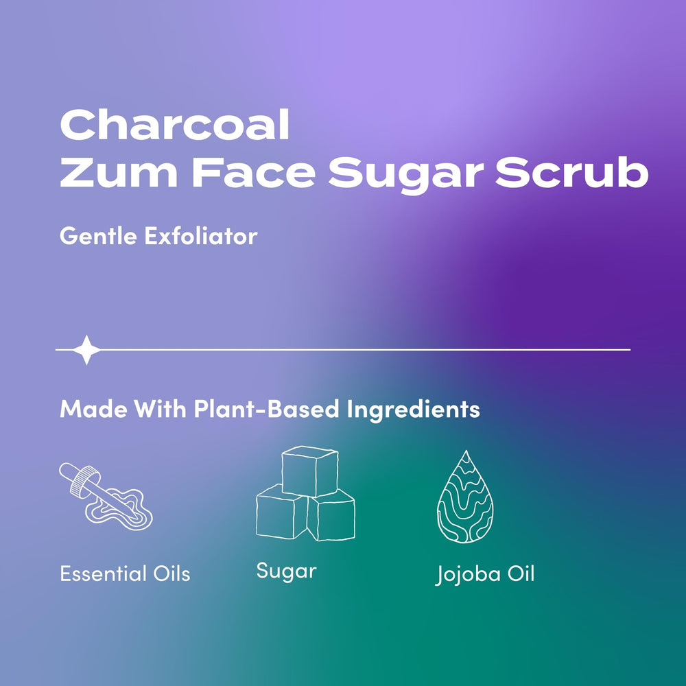 Close-up of scrub granules and oils highlighting jojoba, coconut, and olive nourishment