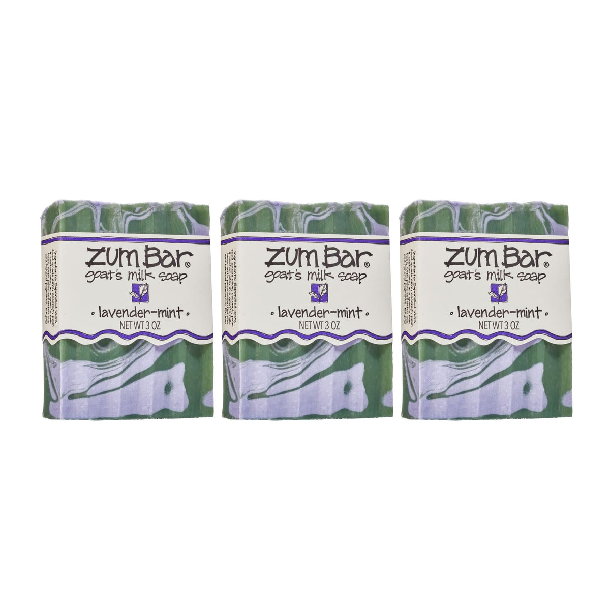 Indigo Wild Zum Goat's Milk Soap Lavender-Mint bar closeup with creamy, gentle lather.