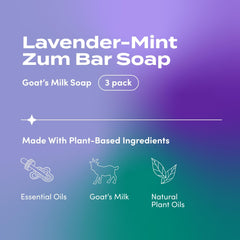Indigo Wild Zum Lavender-Mint soap pack front view highlighting a compact, multi-bar bundle.