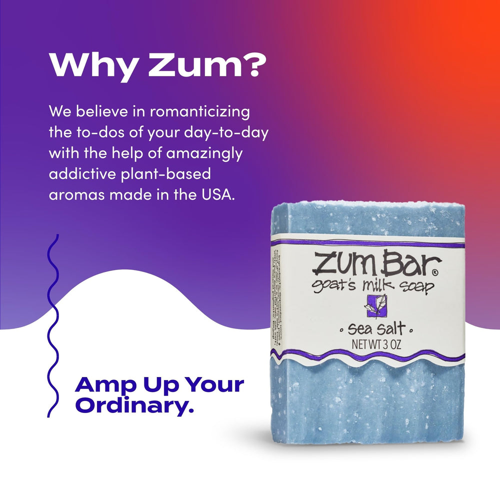 Indigo Wild Zum goat milk soap sea salt bar cruelty-free logo label.