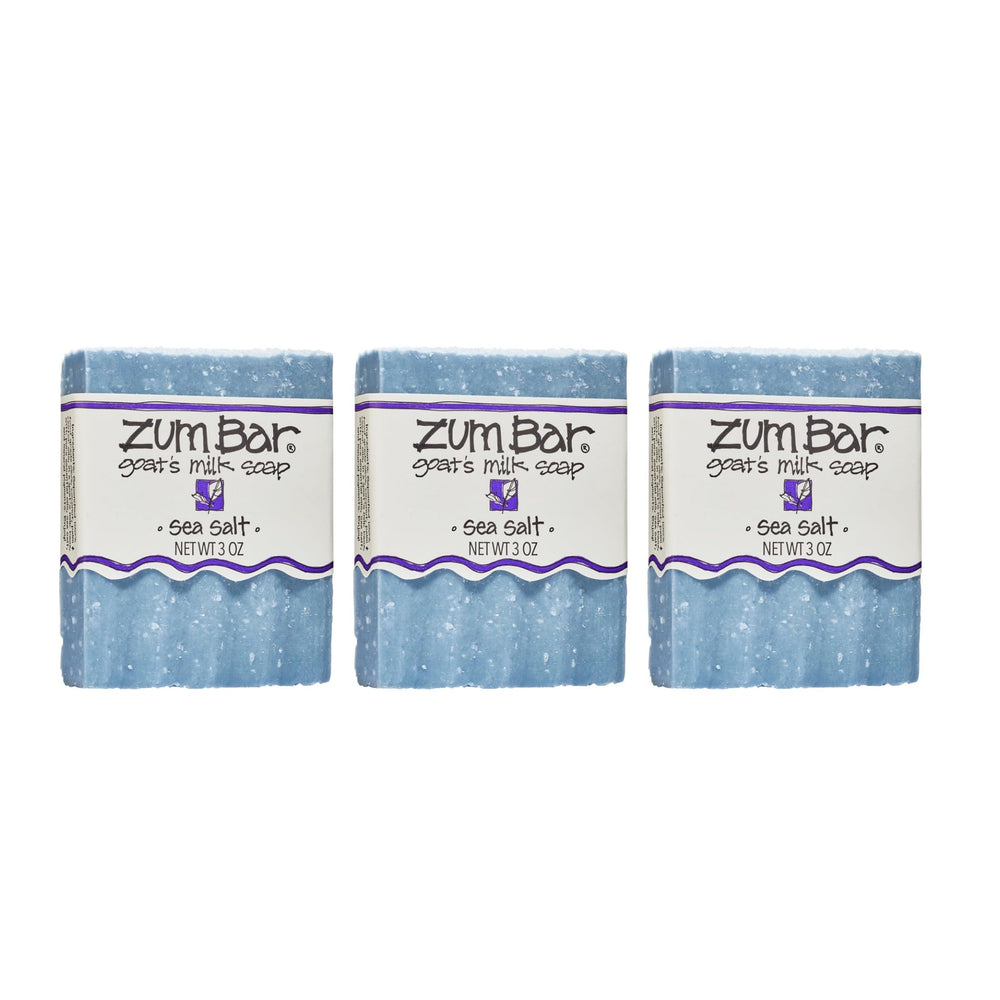 Indigo Wild Zum goat milk sea salt soap bar pack front view for gentle hand and body cleansing.