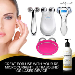 IndulgeMe Conductive Gel being applied on skin, priming for at-home device use.