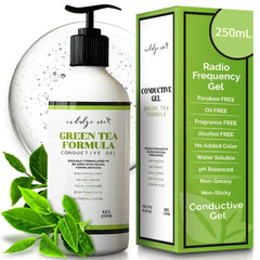 IndulgeMe conductive gel with Korean green tea extract for smoother microcurrent sessions.