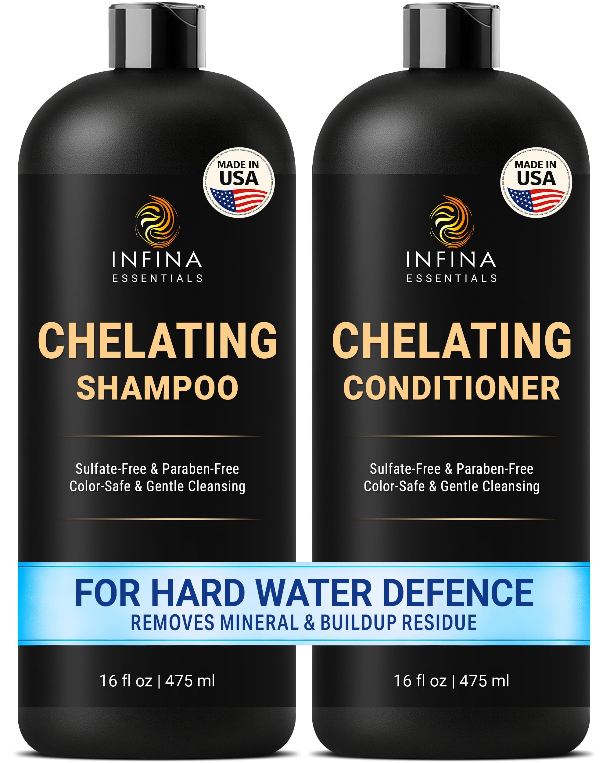 INFINA ESSENTIALS Chelating Shampoo bottle for mineral detox and deep cleanse