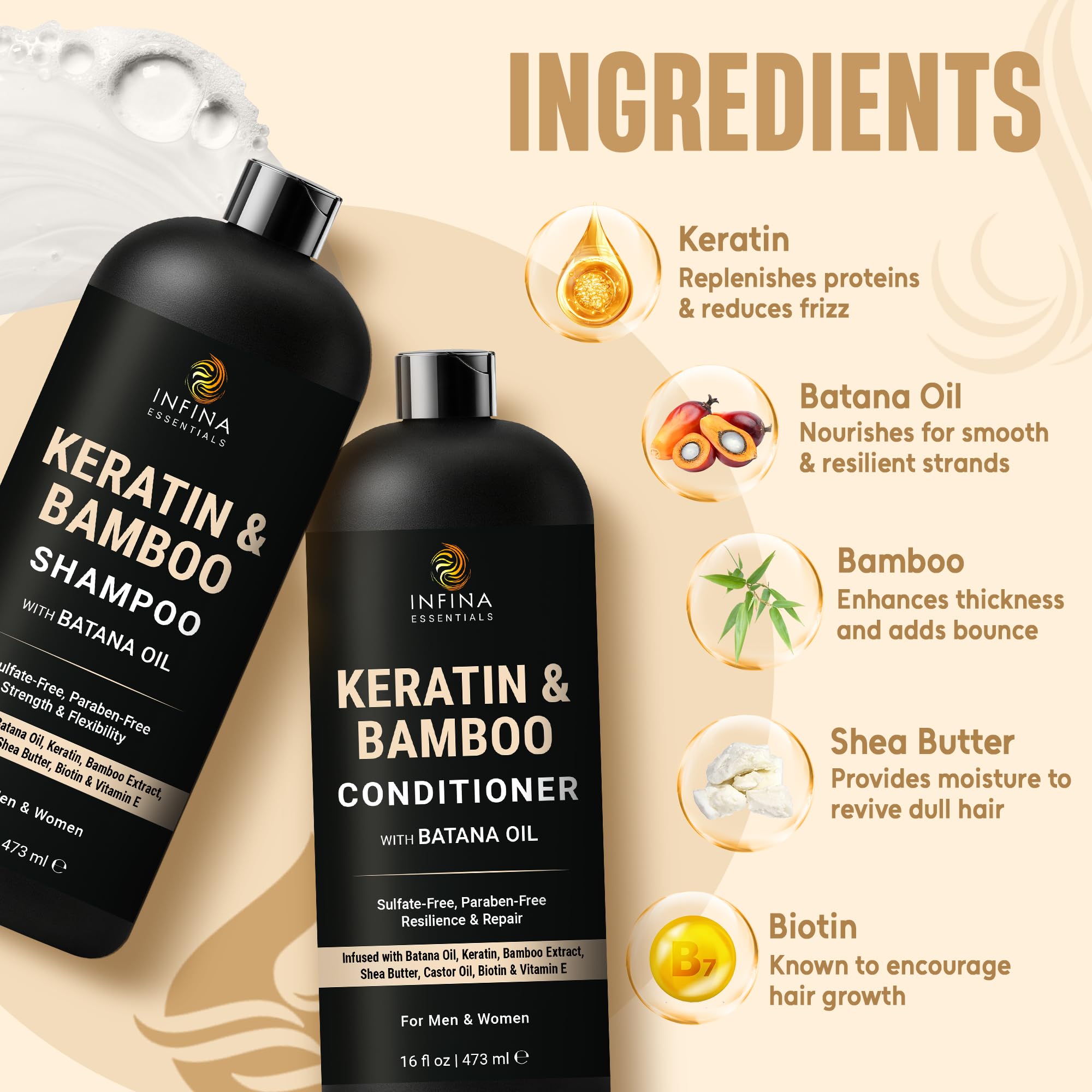 INFINA ESSENTIALS Keratin Conditioner application closeup shows slip