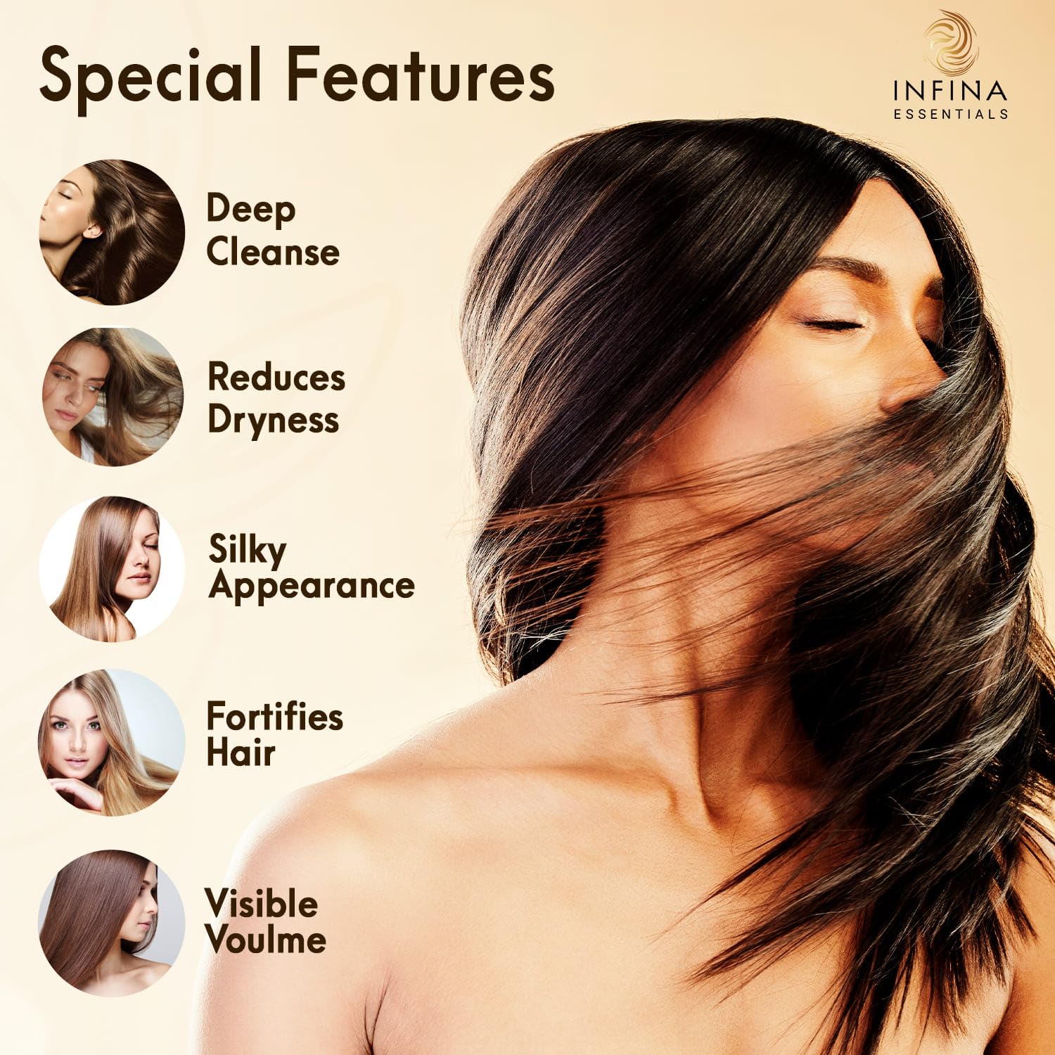 INFINA ESSENTIALS rosemary peppermint leaves scene highlighting natural extracts