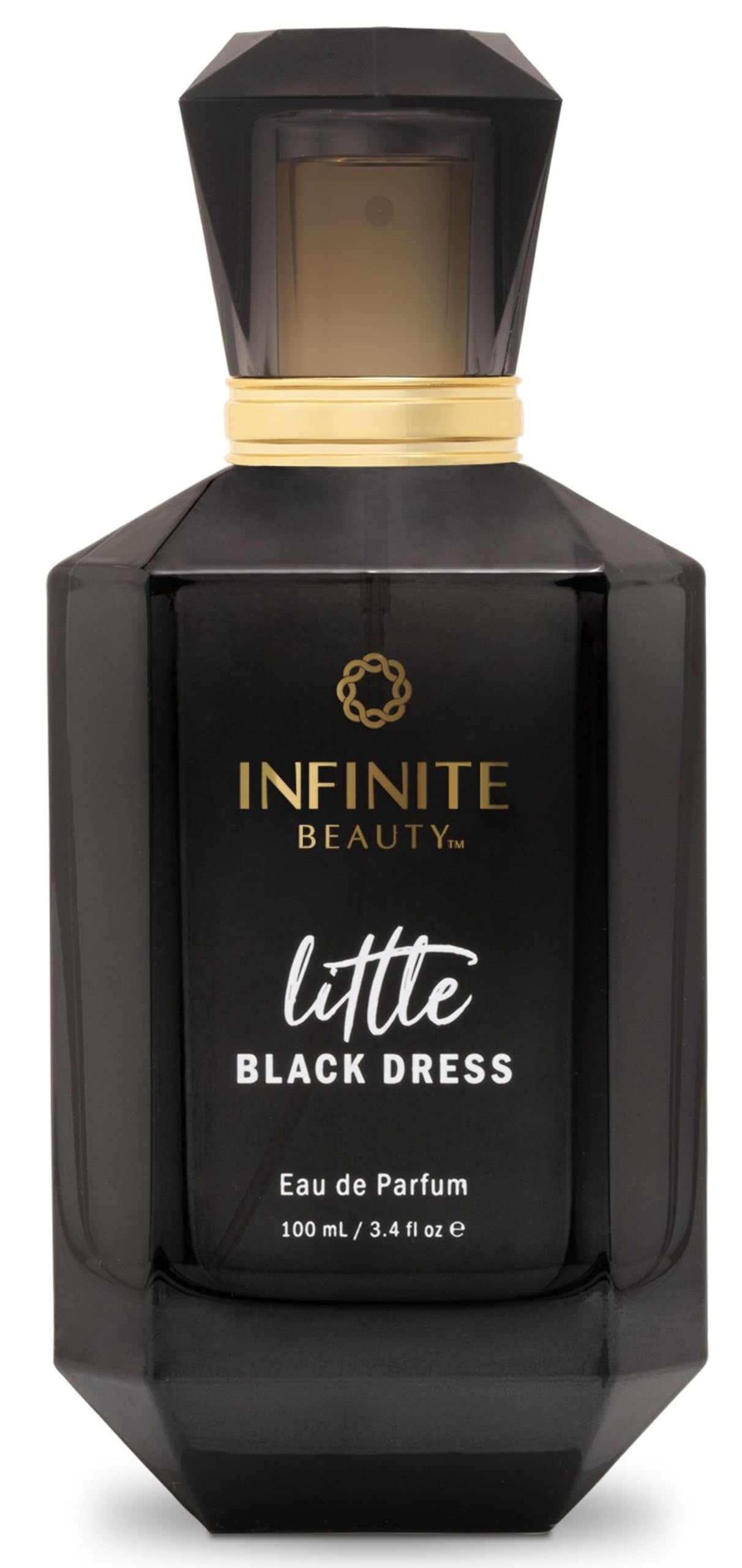 Infinite Beauty Little Black Dress Eau de Parfum bottle, long-lasting fragrance for day and night.