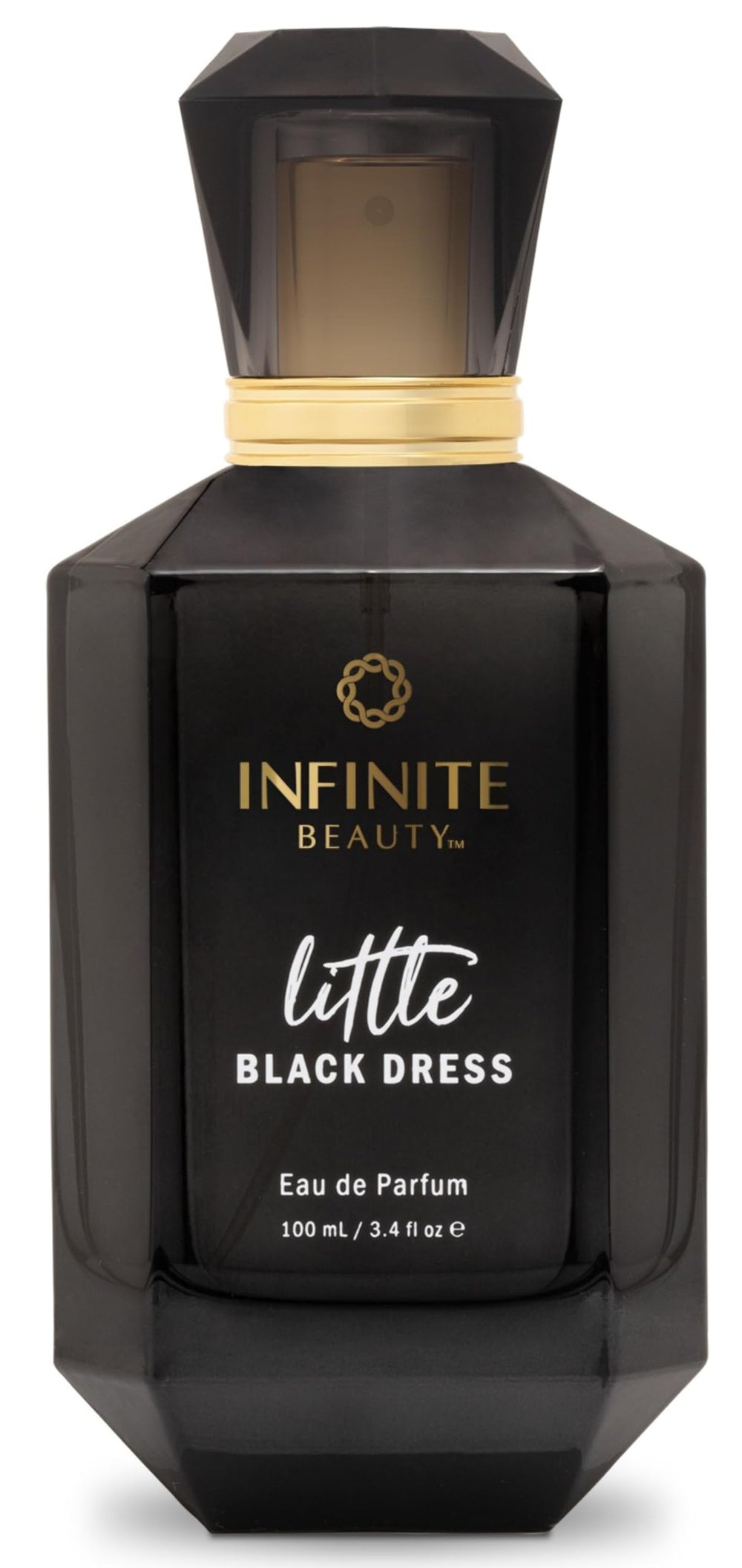 Infinite Beauty Little Black Dress Eau de Parfum bottle, long-lasting fragrance for day and night.