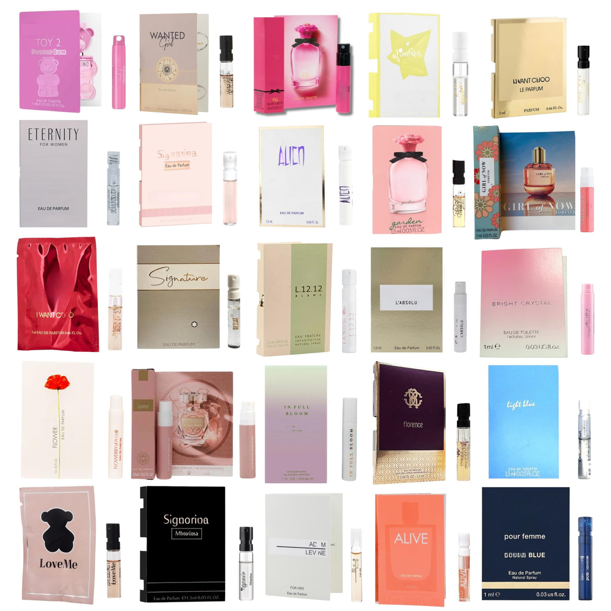 Infinite Scents perfume sampler packaging showing 12 random designer fragrances for discovery
