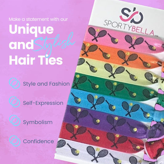 Infinity Collection SportyBella hair ties show colorful court-inspired colors for vibrant styles