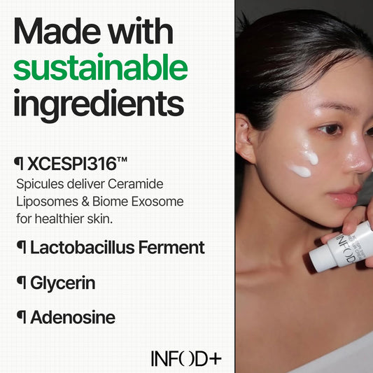 InfodPlus ceramides-panthenol formula supports skin barrier and hydration.