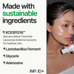 InfodPlus ceramides-panthenol formula supports skin barrier and hydration.