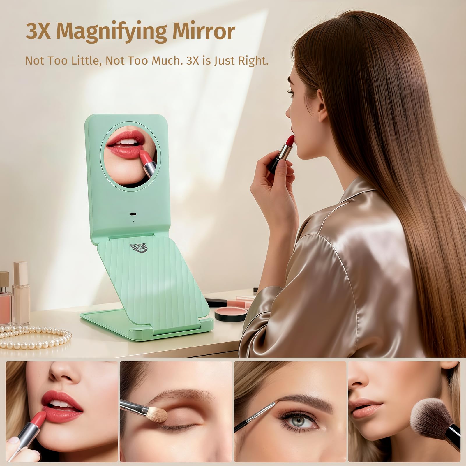 INFOOD mirror with 72 LEDs, white light mode ideal for daytime makeup tasks