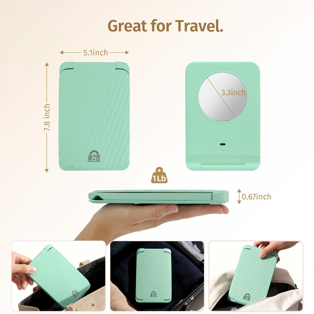 INFOOD rechargeable USB mirror with 1000mAh battery for cordless styling