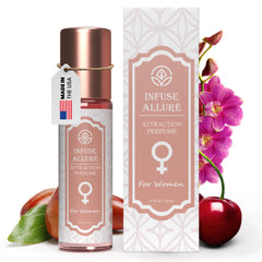 Infuse Allurè bottle top view highlighting premium pheromone perfume