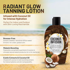Infusion Coconut Infusion tanning lotion suitable for face and body.