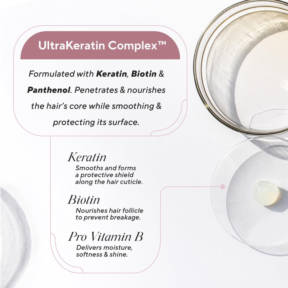 Infusion K frizz-control image emphasizes silk-like surface and easy styling.