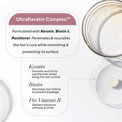 Infusion K frizz-control image emphasizes silk-like surface and easy styling.