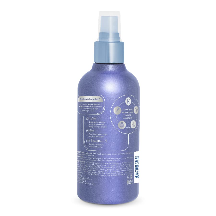 Infusion K heat protectant spray mist provides heat protection for sleek results.