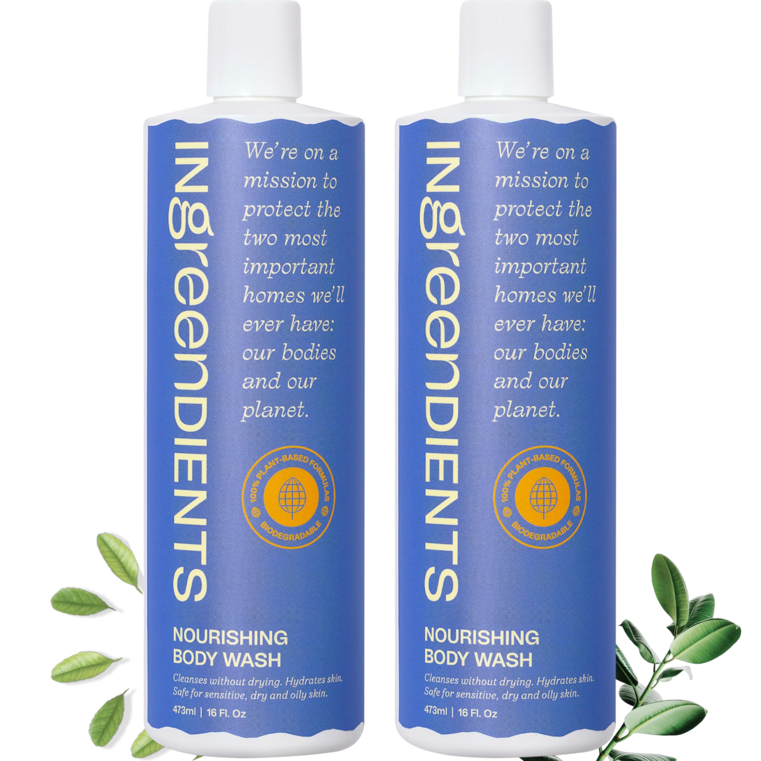 Ingreendients organic aloe and shea body wash bottle for gentle daily hydration