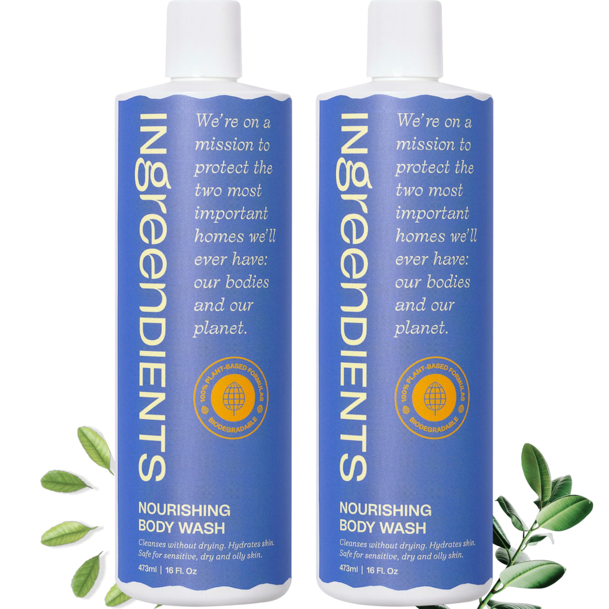 Ingreendients organic aloe and shea body wash bottle for gentle daily hydration