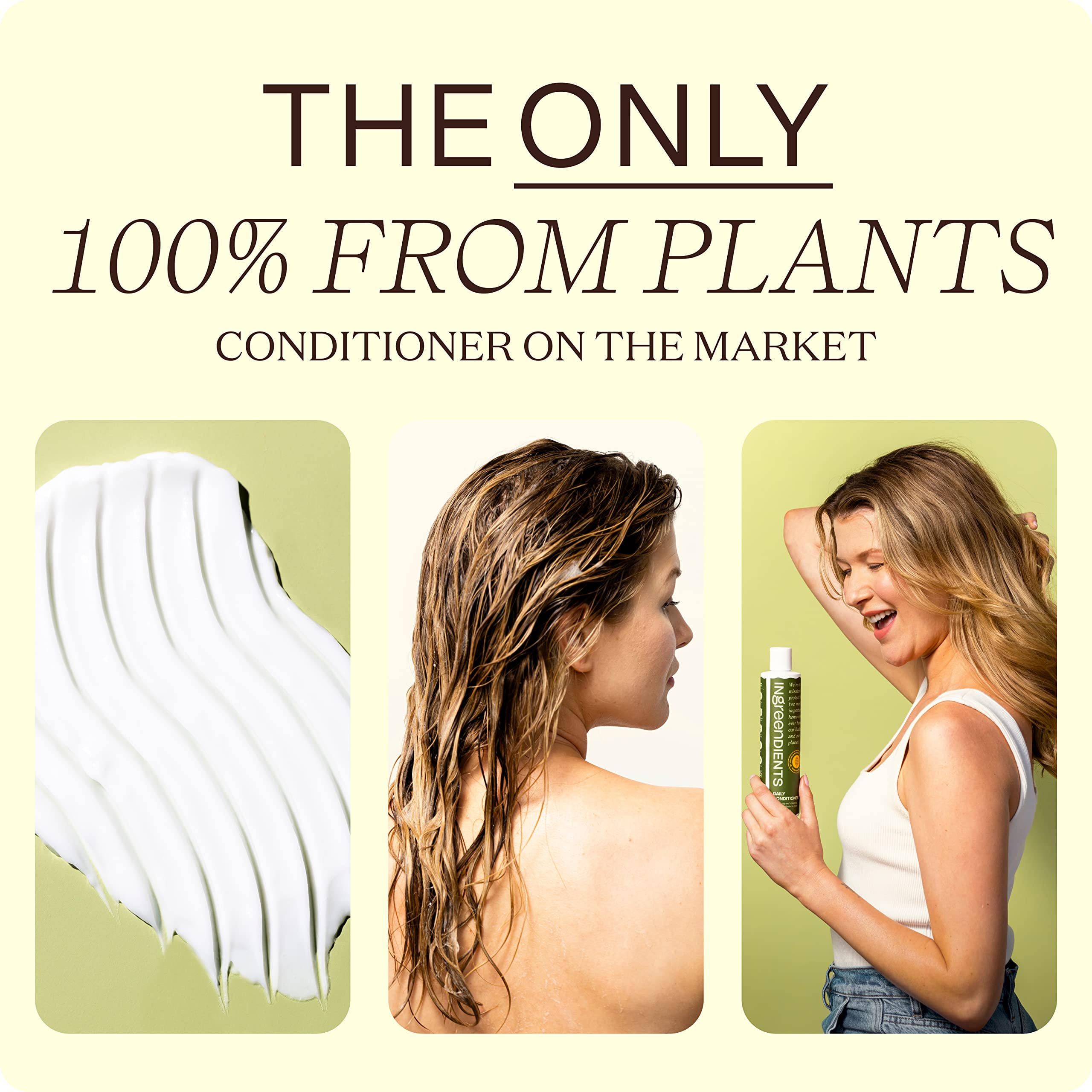 Ingreendients Tea Tree Conditioner back label shows USA-made production and recycled bottle
