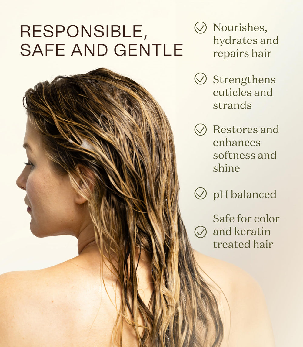 Ingreendients Tea Tree Conditioner ingredients leaf graphic emphasizes 100% plant-based formula