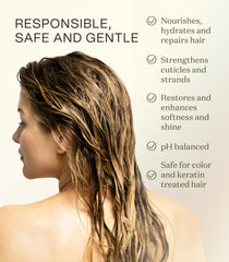 Ingreendients Tea Tree Conditioner ingredients leaf graphic emphasizes 100% plant-based formula