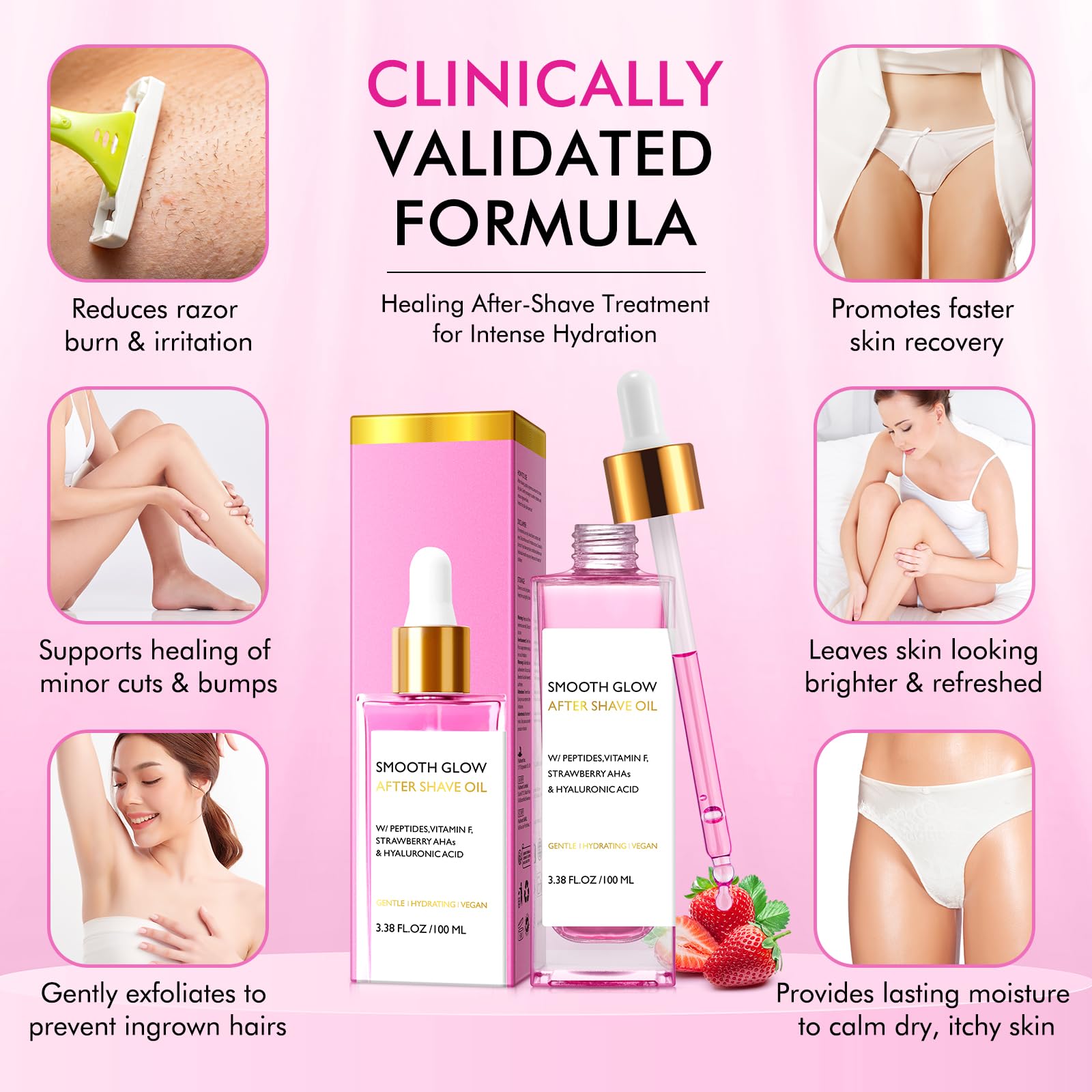 Strawberry vanilla after shave oil may help prevent ingrown hairs.