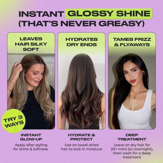INH Hair Gloss Gems apply to mid-lengths and ends for smoother, glossy strands