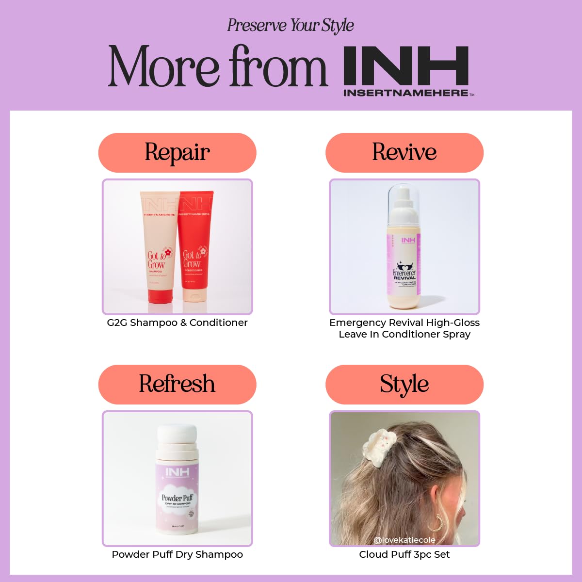 INH Hair Non Aerosol Dry Shampoo travel size fits in purses and bags