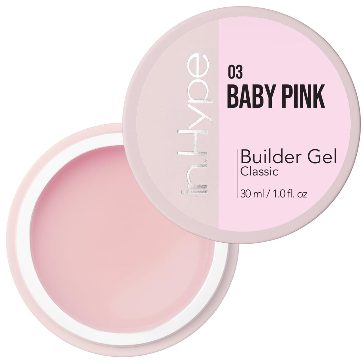 IN.HYPE Baby Pink Builder Gel bottle for long-lasting sculpting and extension.
