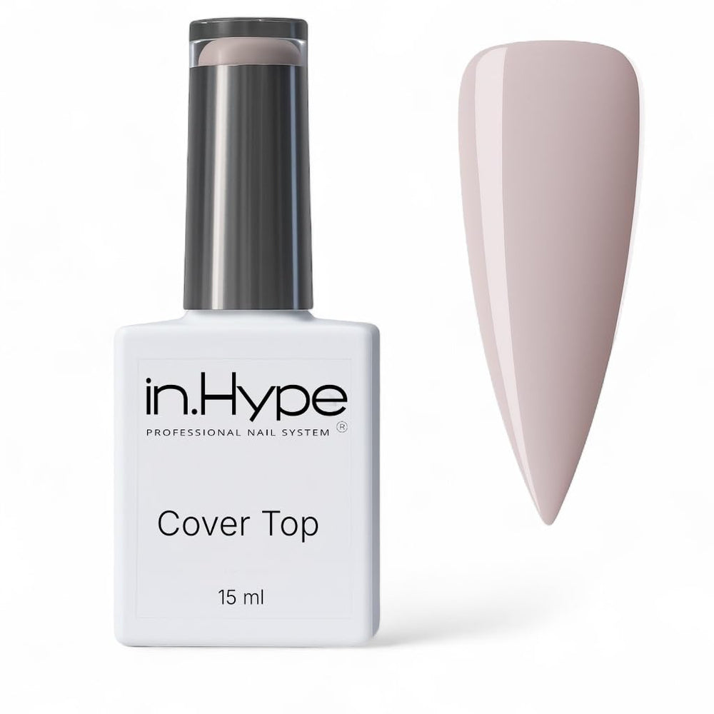 IN.HYPE Gel Cover Top Coat Nude-2 bottle application for a smooth camouflage finish