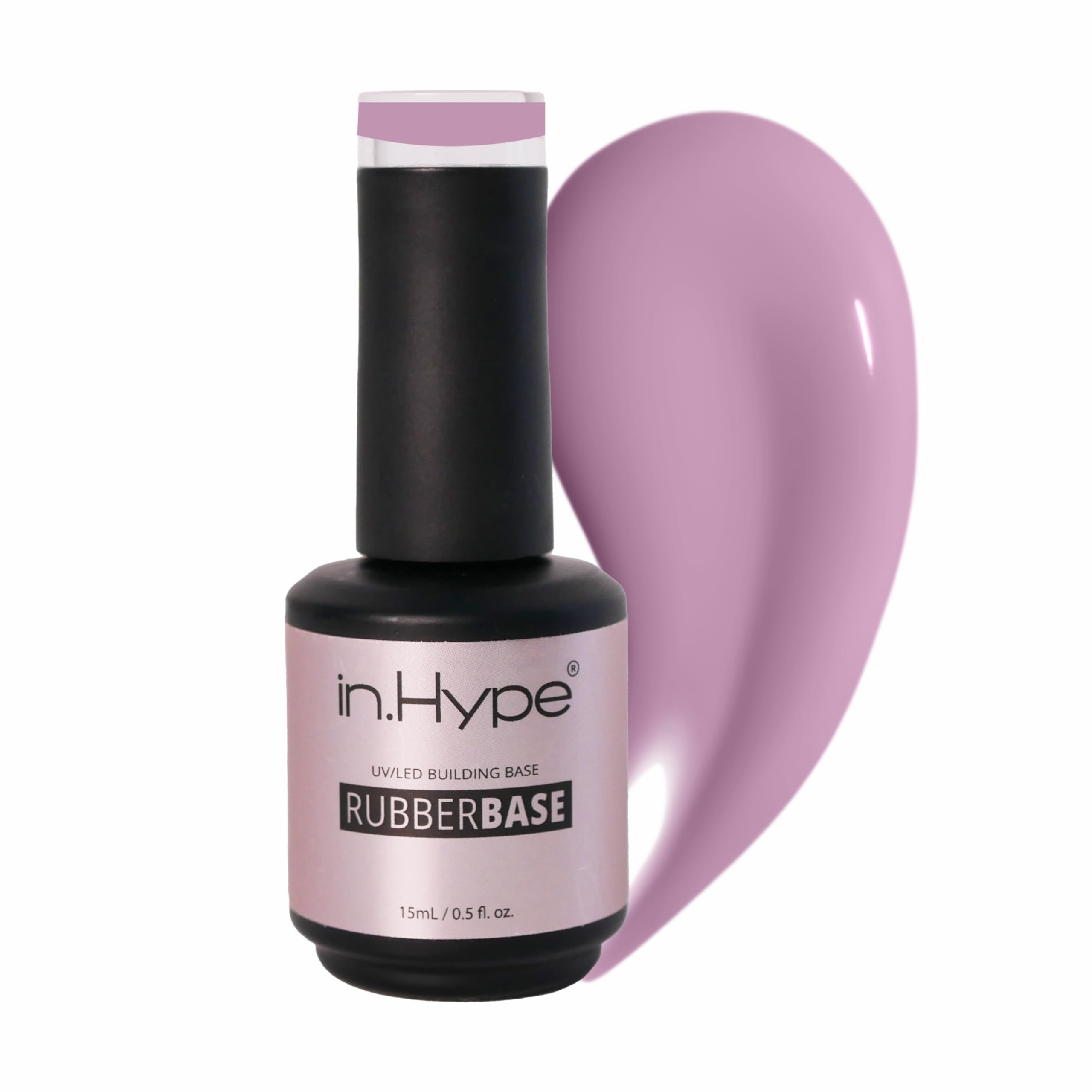 IN.HYPE N.HYPE rubber base coat bottle ready for use; smooths uneven nails for nail art.