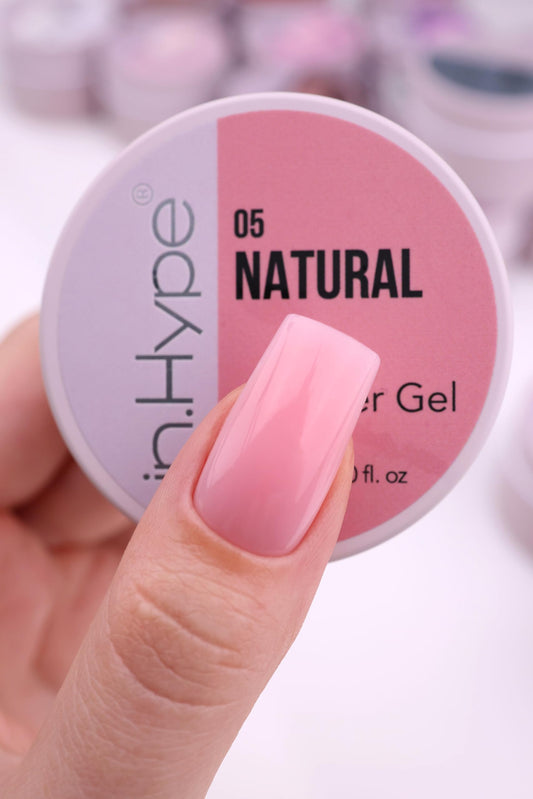 IN.HYPE Sculpting Builder Gel neutral pink swatches show buildable coverage.