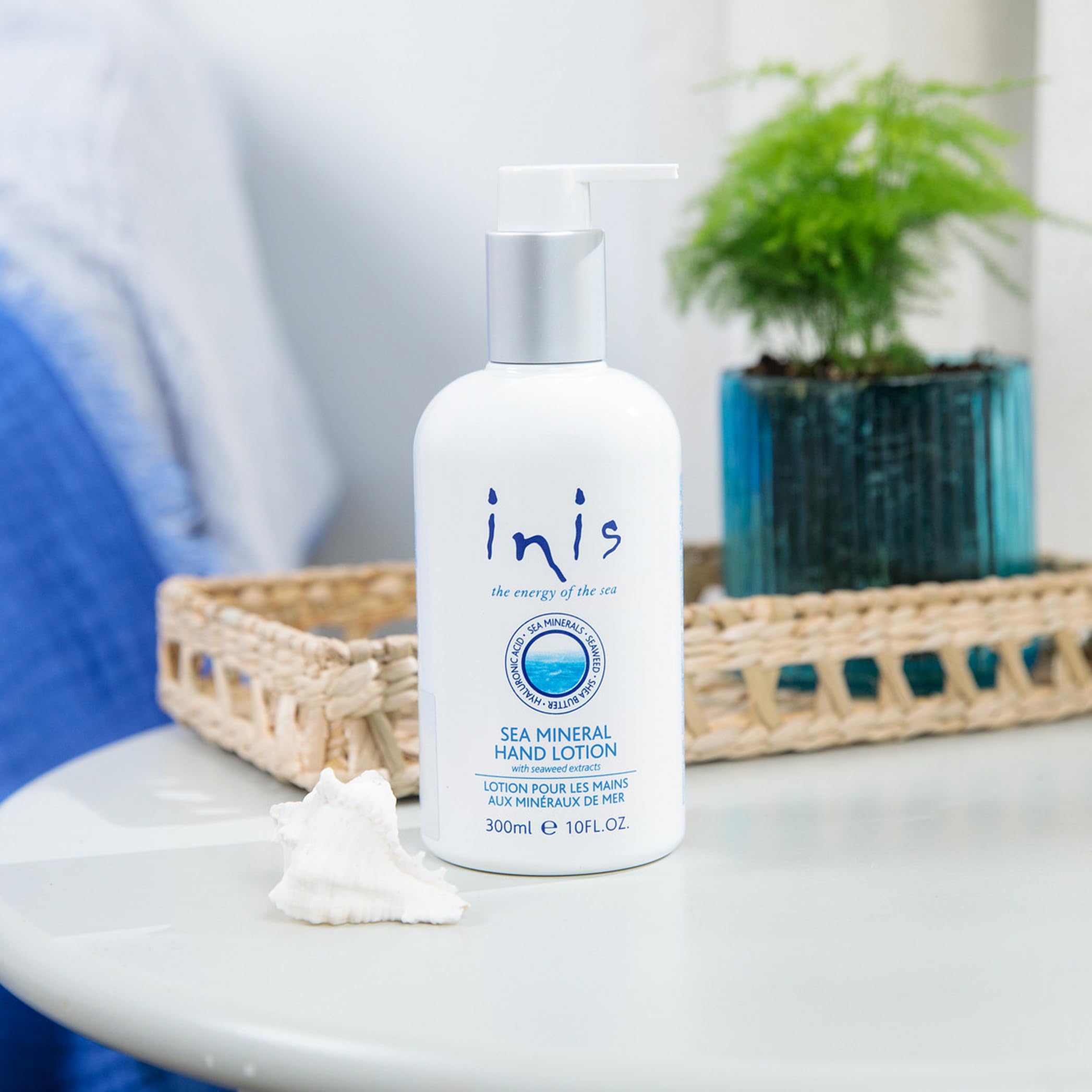 Inis hand lotion texture close-up showing smooth, fast-absorbing hydration