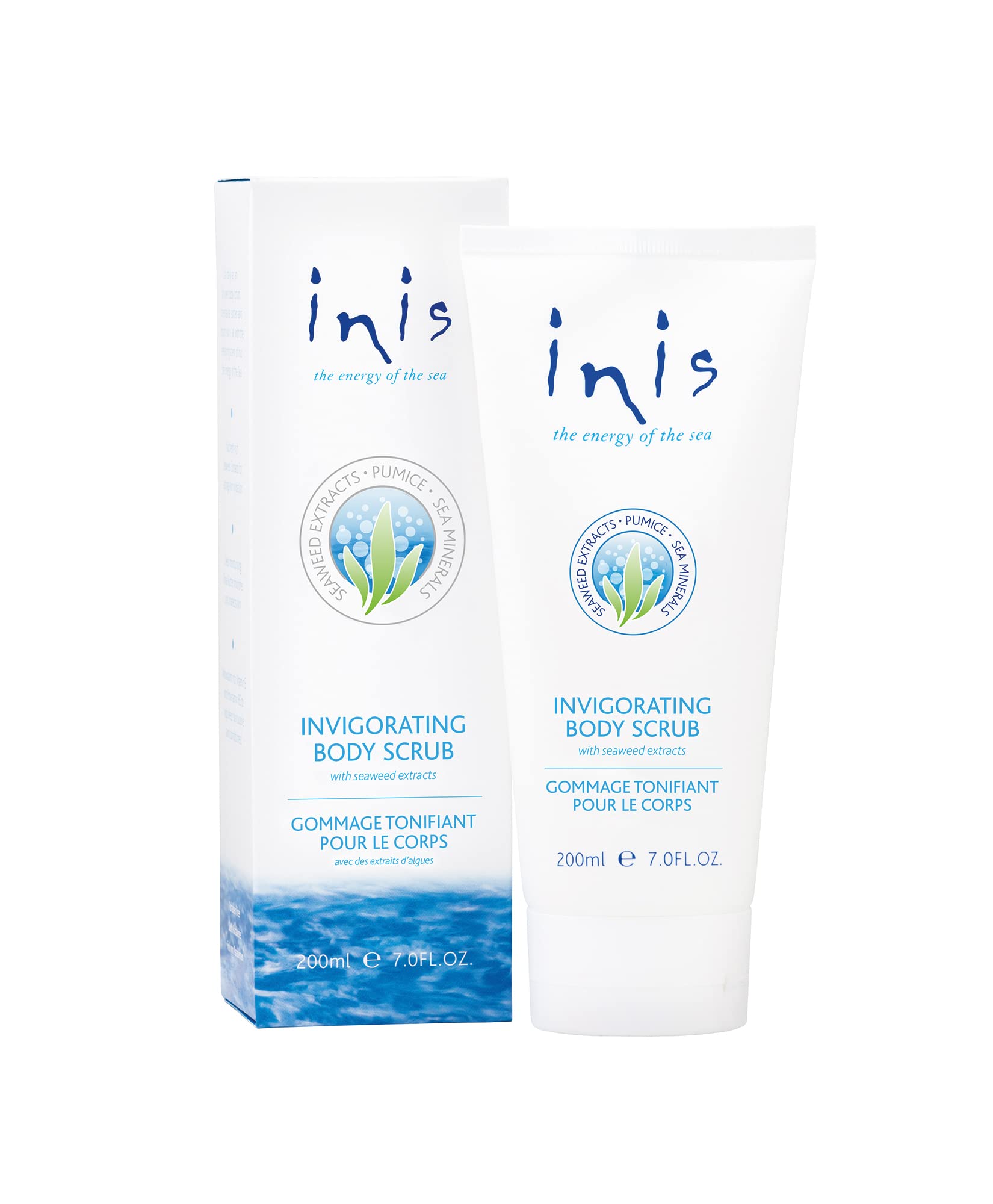 Inis the Energy of the Sea scented scrub bottle offers a refreshing aroma.