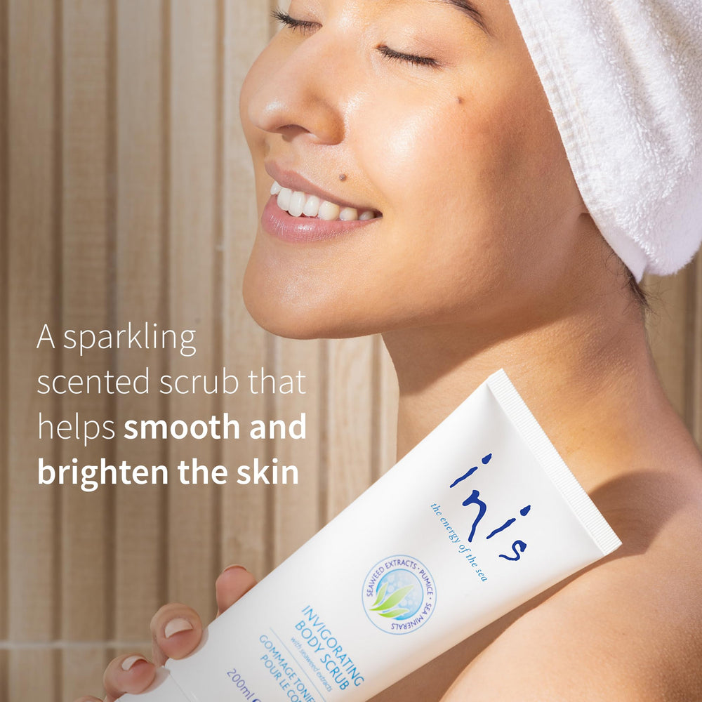 Inis the Energy of the Sea scrub jar shows easy, mess-free application.