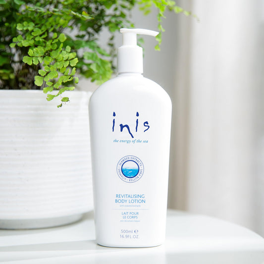 Inis creamy texture swatch highlighting rich shea butter for daily skin softness.