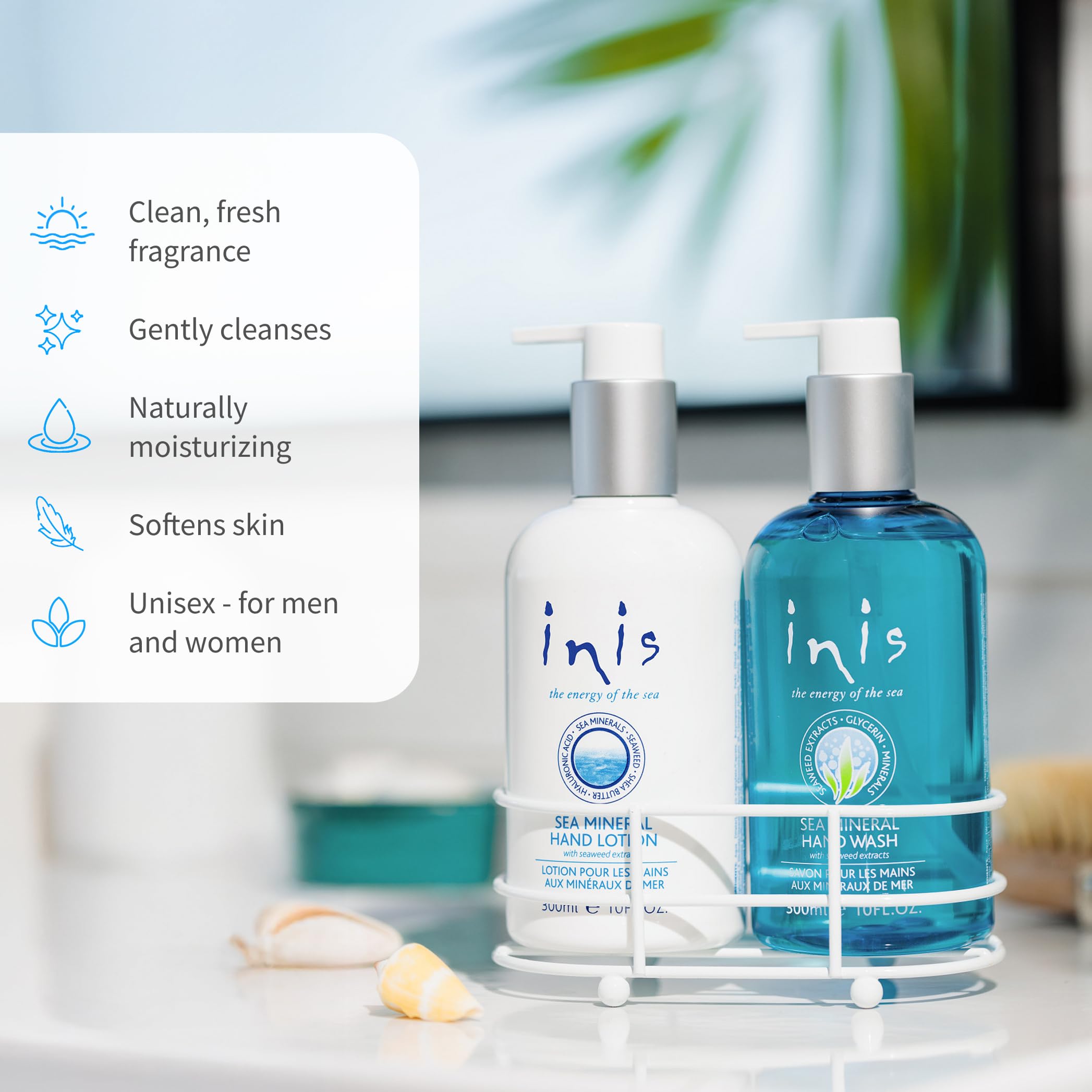 Inis ocean-scent caddy decor brightens kitchen or bathroom.