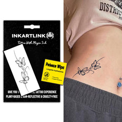 INKARTLINK Butterfly 11 tattoo on forearm; vibrant, water-resistant body art.