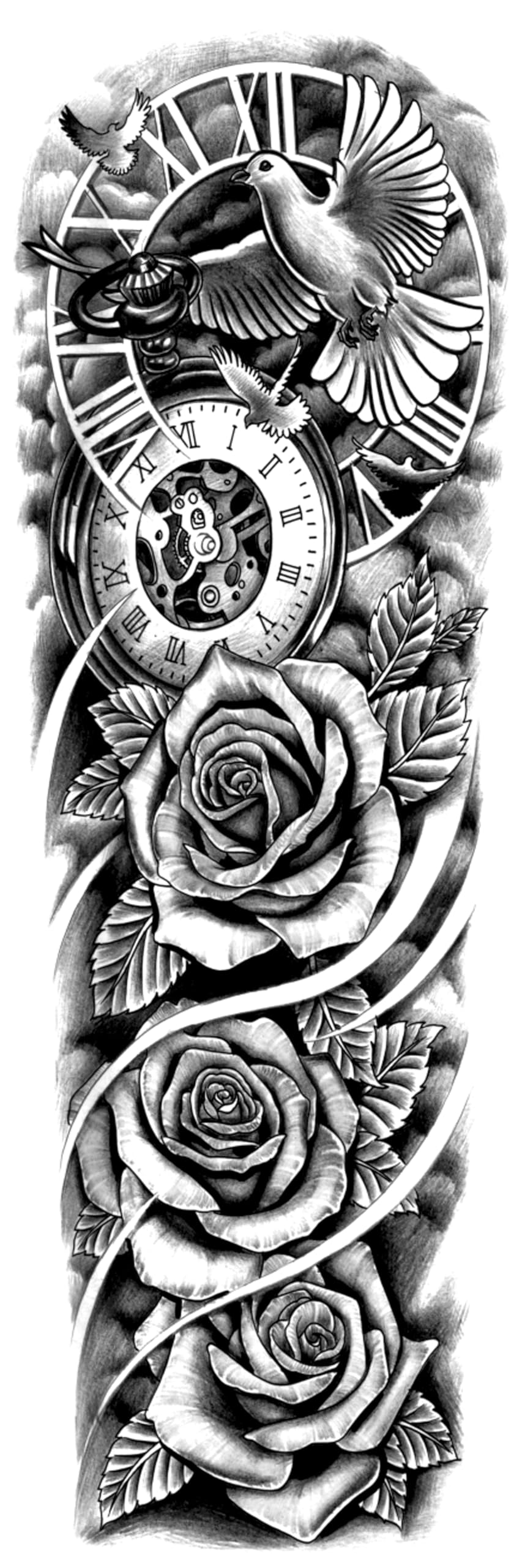 INKARTLINK clock design semi-permanent tattoo adds symbolic flair