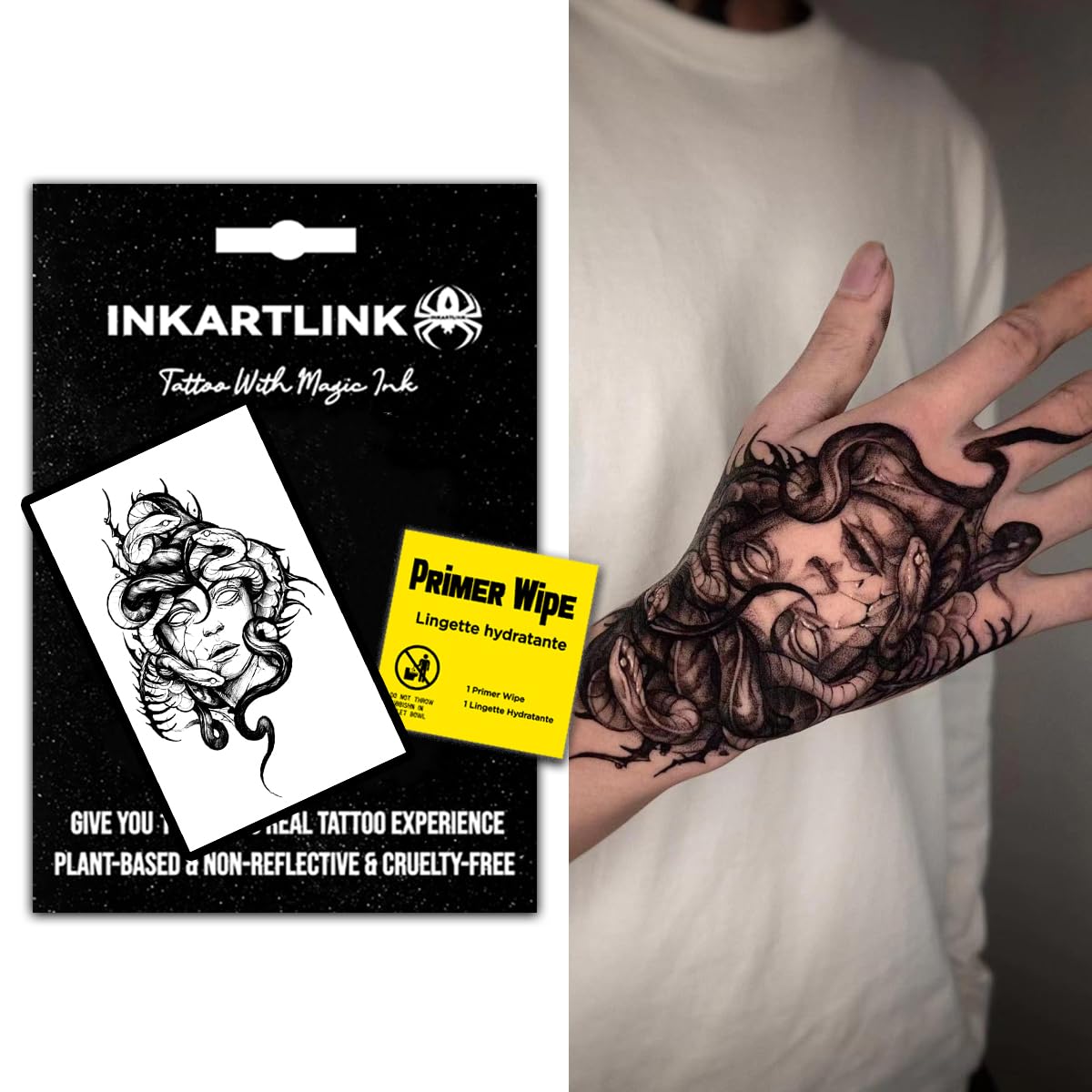 INKARTLINK Femme Fatale packaging with primer wipe for gift-ready presentation.