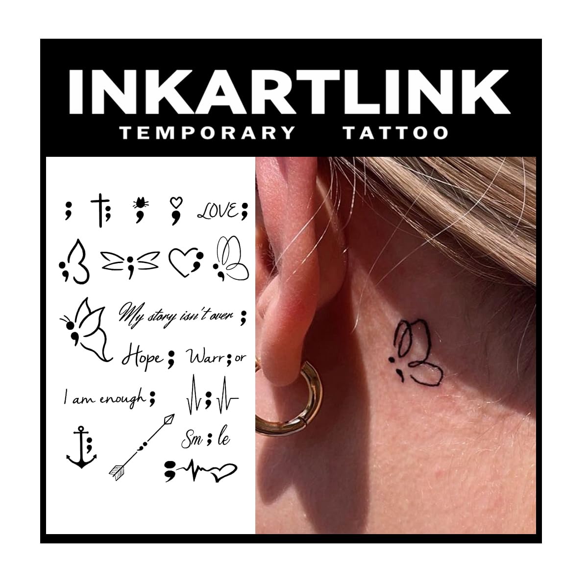 INKARTLINK Tattoo butterfly design close-up showing detailed art and durable wear.
